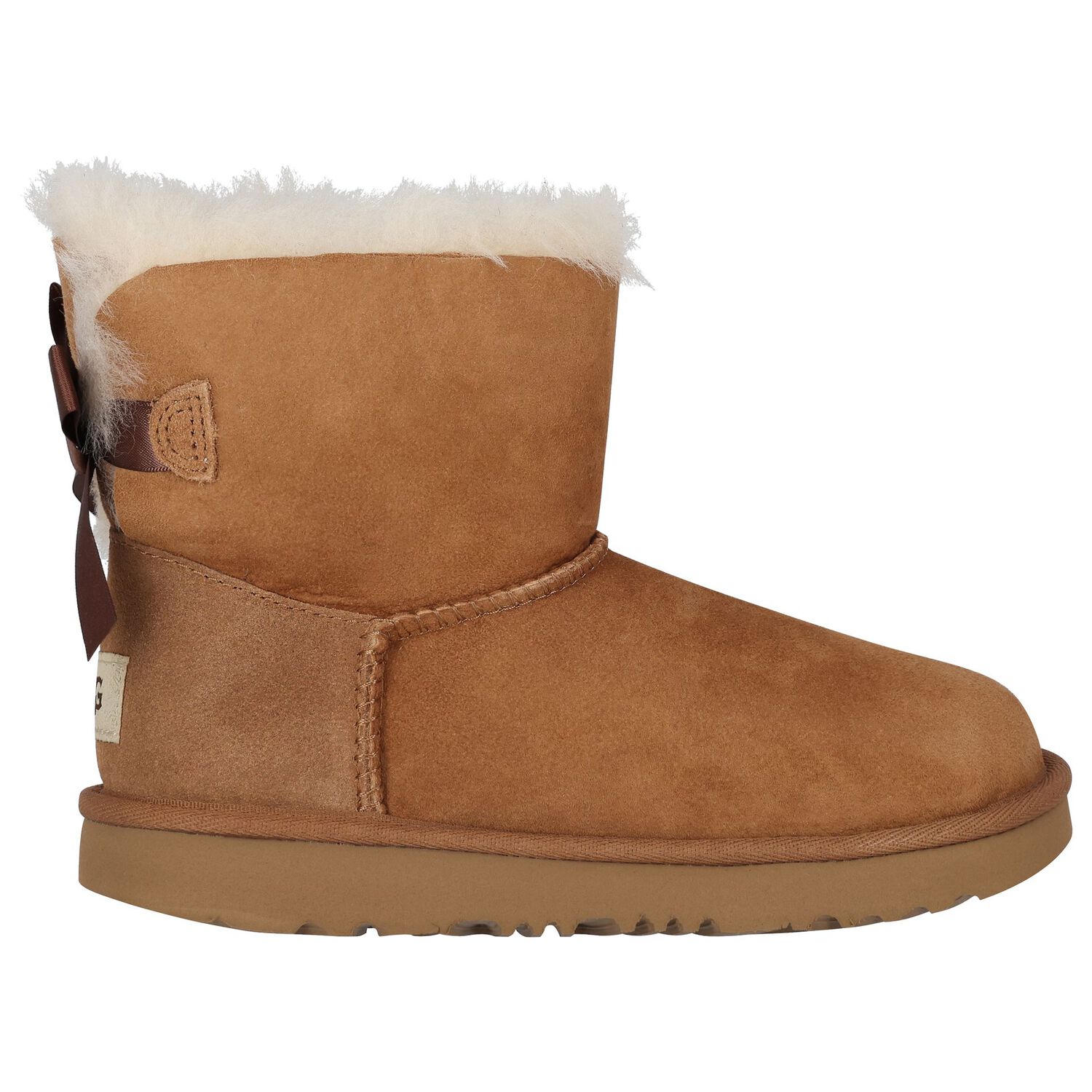 Girls Beige Mini Bailey Bow II Suede Boots, 2, hi-res