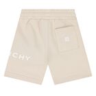 Younger Boys Beige Logo Shorts, 1, hi-res