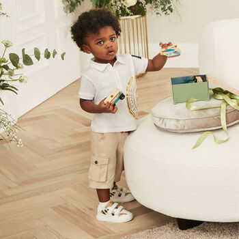 Younger Boys White & Gold Polo Shirt