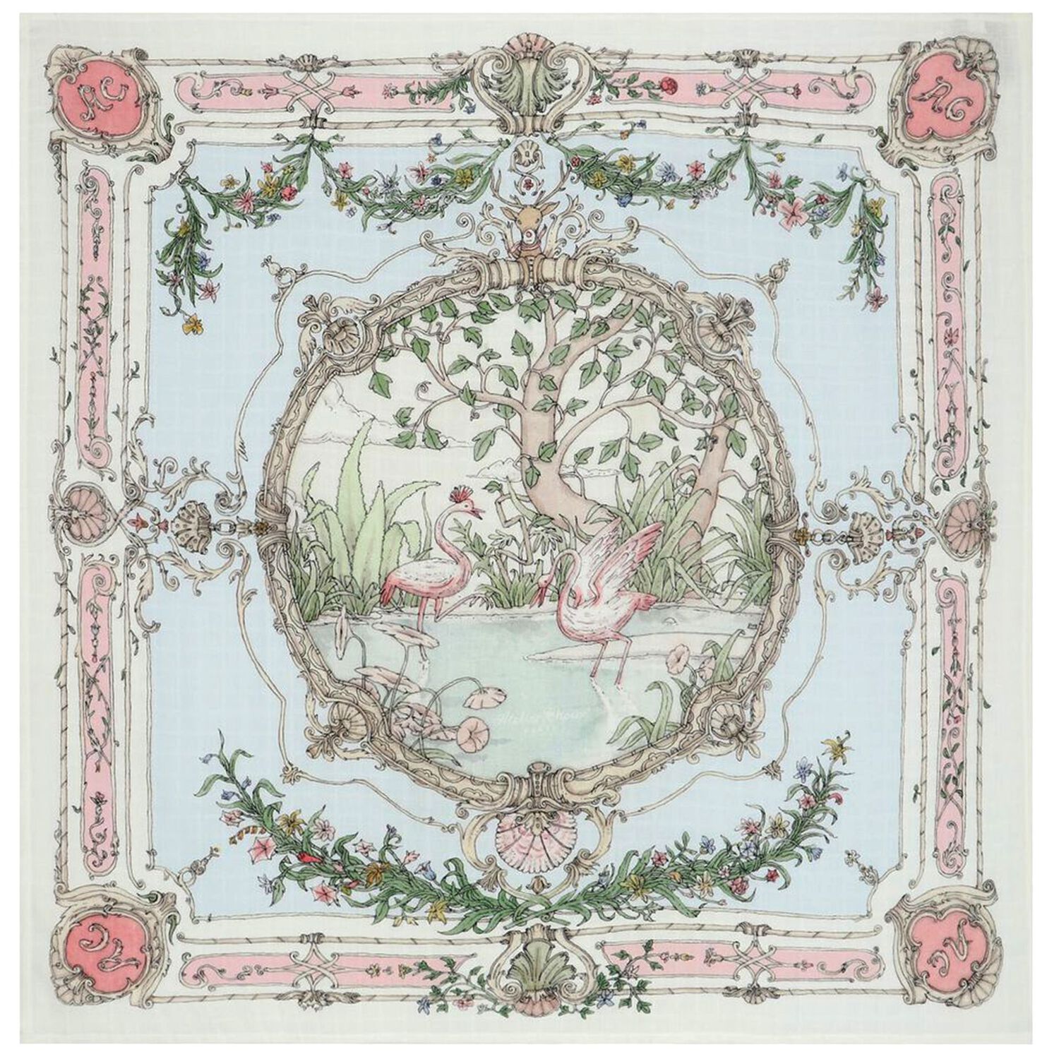 Ivory & Blue Tapestry Baby Swaddle & Bib Gift Set, 1, hi-res