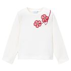 Girls Ivory Embroidered Floral Long Sleeve Top, 4, hi-res