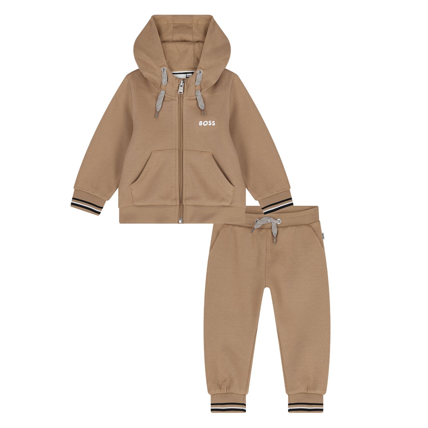 Younger Boys Beige Logo Tracksuit, 1, hi-res image number null