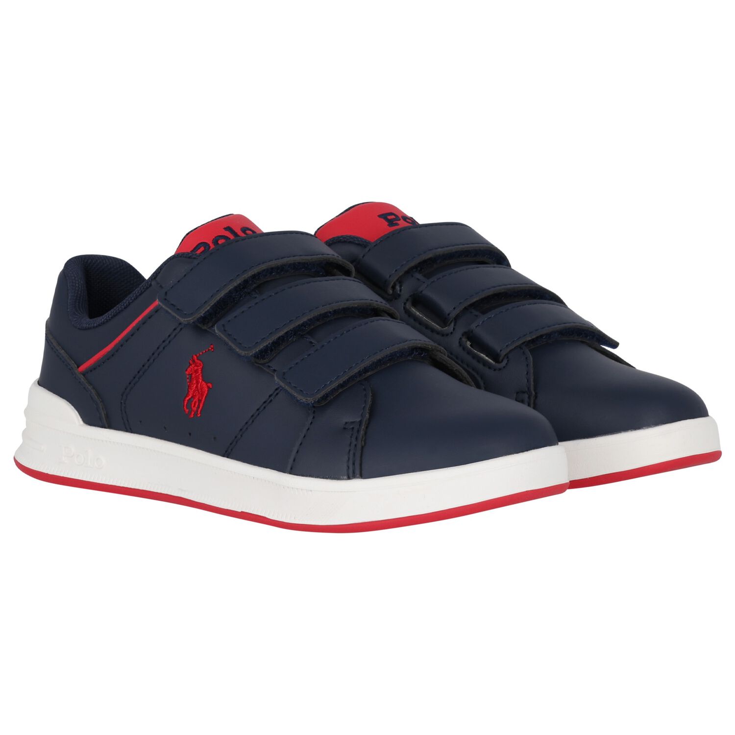 Boys Navy Blue & Red Logo Trainers, 1, hi-res image number null