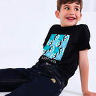 Boys Navy Blue Logo Denim Jeans, 1, hi-res