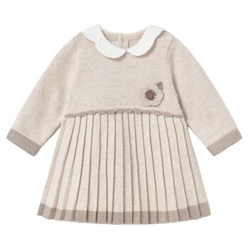 Baby Girls Beige Flower Pleated Dress