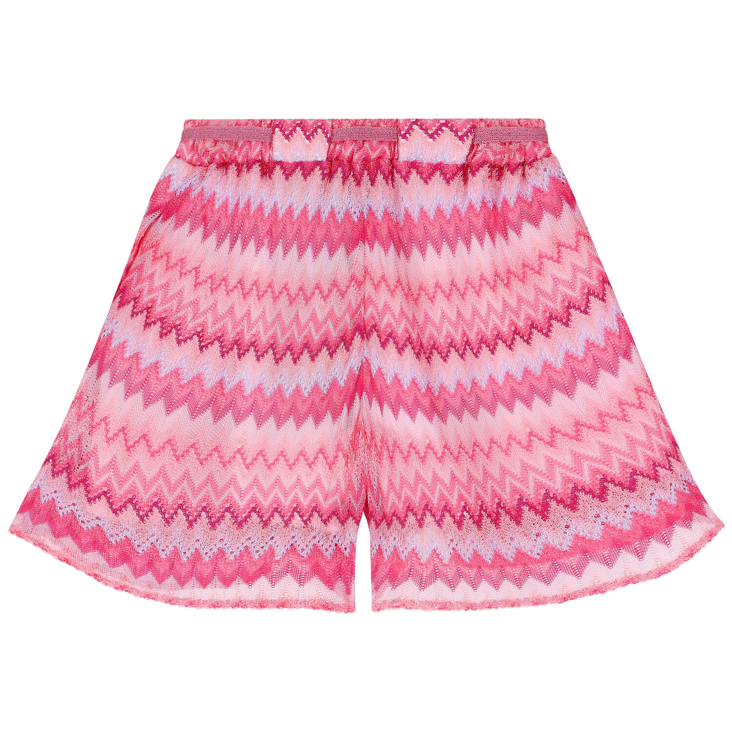 Girls Pink Knitted Zigzag Shorts, 1, hi-res
