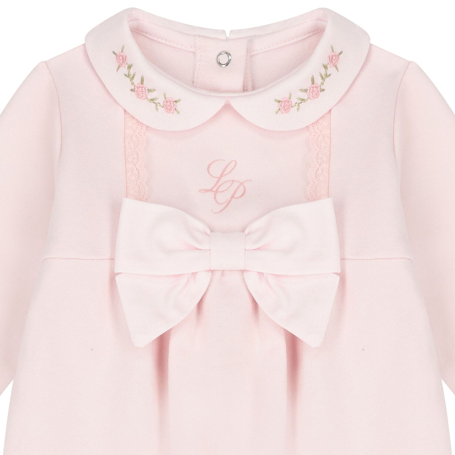 Baby Girls Pink Logo Bow Babygrow, 1, hi-res