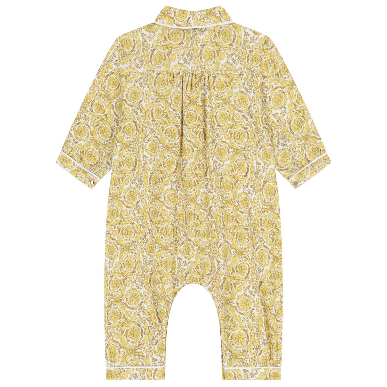 Ivory & Yellow Barocco Baby Romper, 1, hi-res