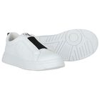 White & Black Logo Trainers, 1, hi-res