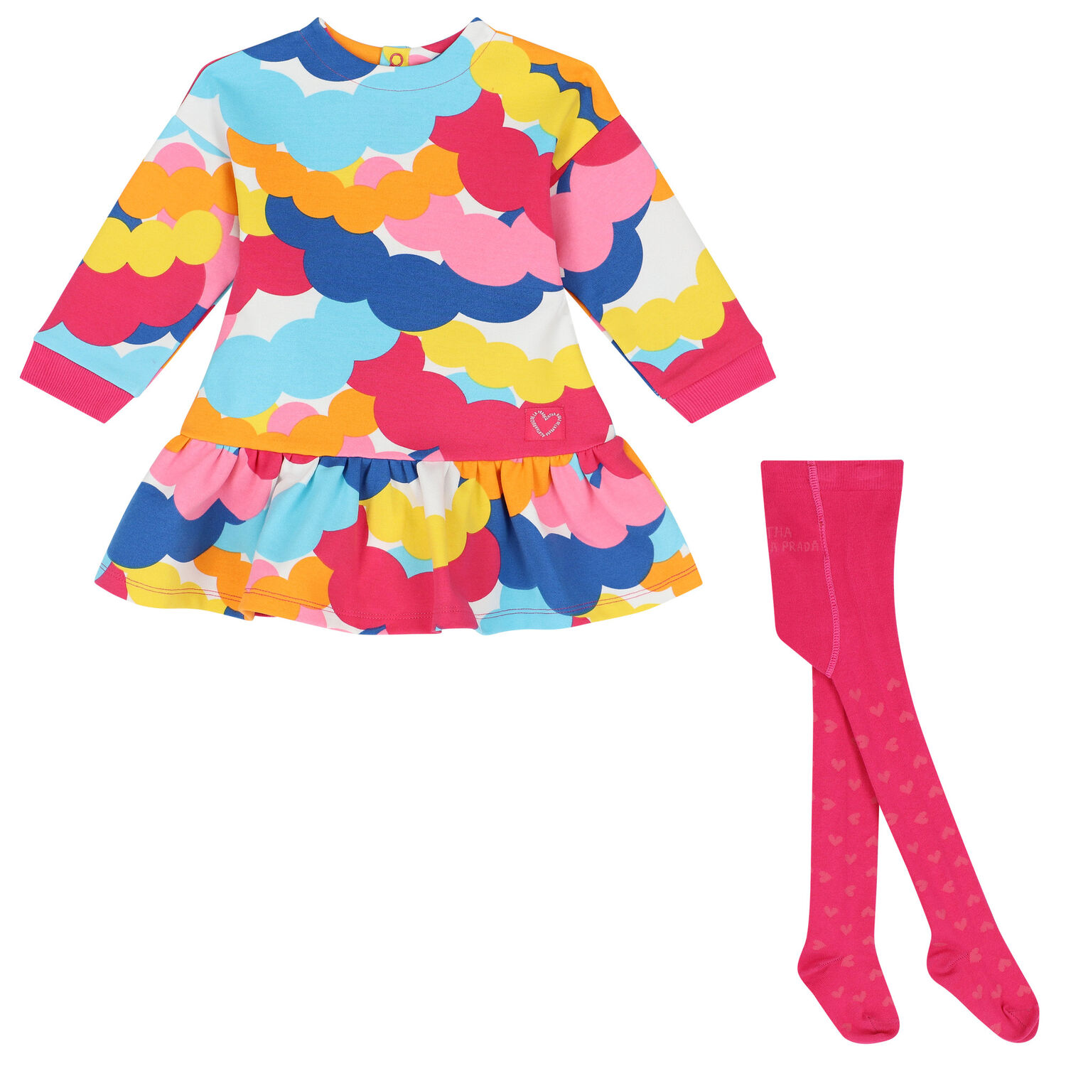Girls Multi-Coloured Circles Dress Set, 1, hi-res