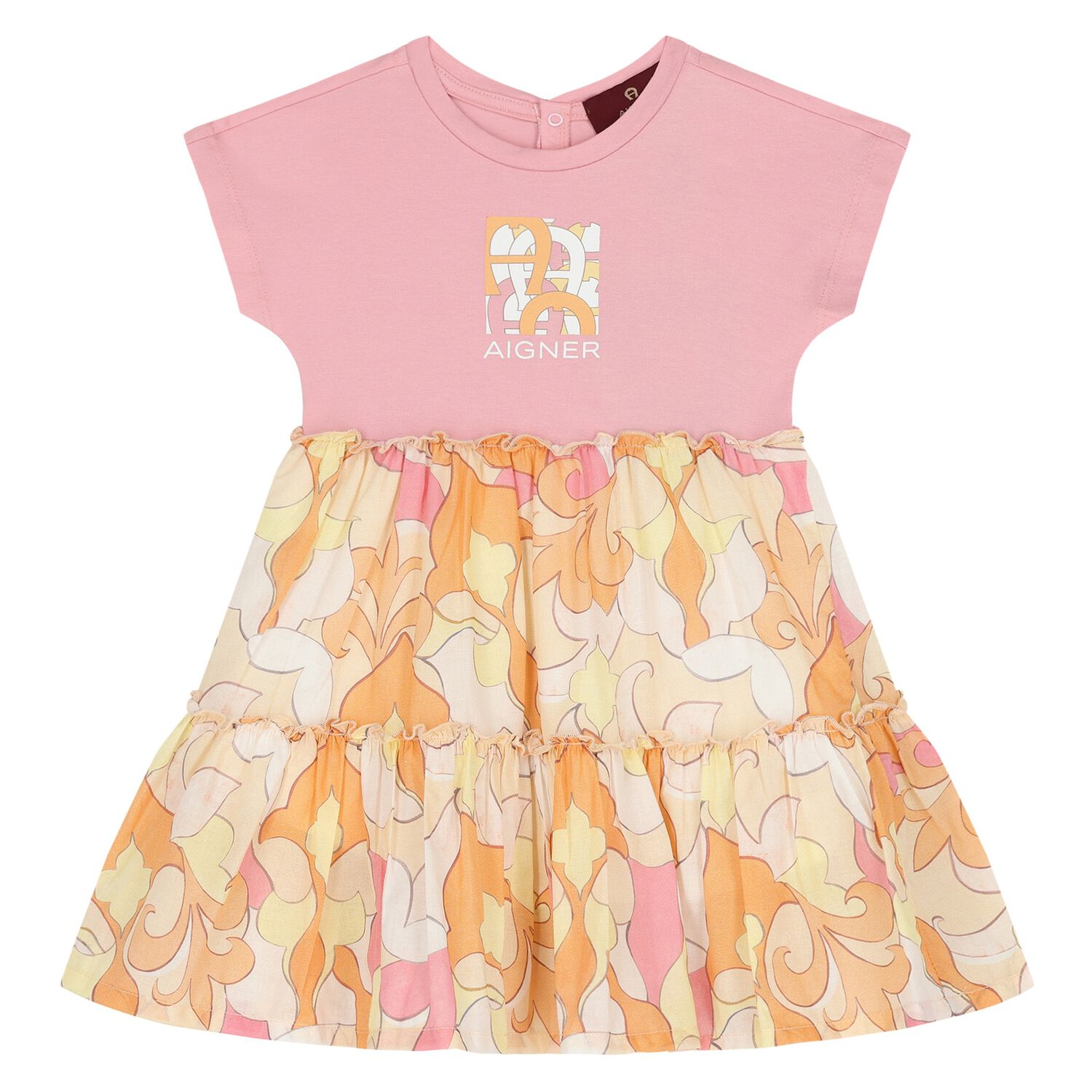 Younger Girls Pink & Orange Logo Dress, 2, hi-res image number null