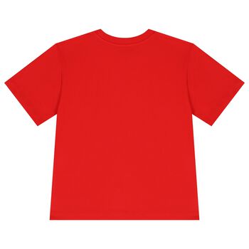 Girls Red Teddy Bear Logo T-Shirt