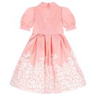 Girls Pink Mikado Floral Dress, 2, hi-res