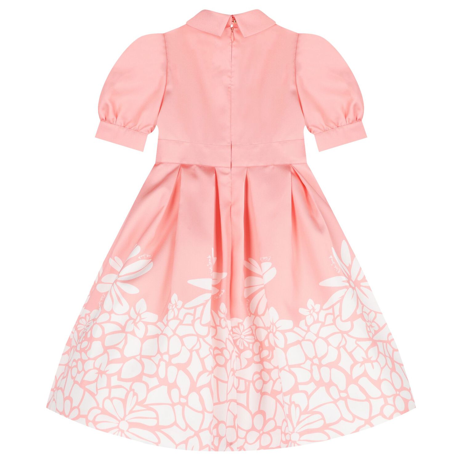 Girls Pink Mikado Floral Dress, 2, hi-res