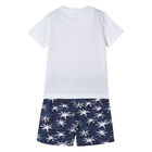 Boys White & Navy Shorts Set, 2, hi-res
