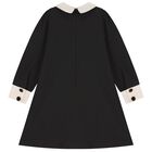 Girls Black & Beige Ruffled Dress, 1, hi-res