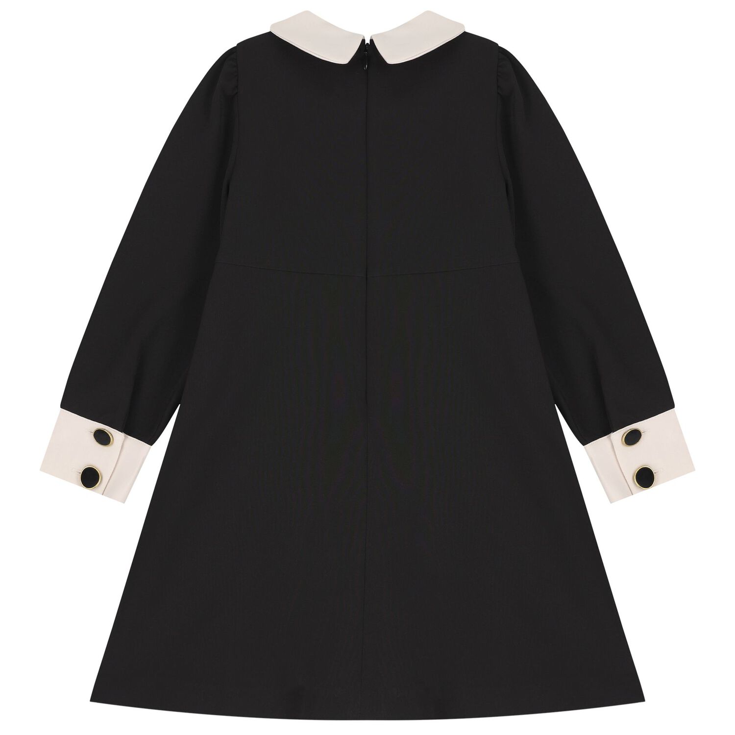 Girls Black & Beige Ruffled Dress, 1, hi-res