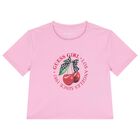 Girls Pink Cherry Logo T-Shirt, 1, hi-res