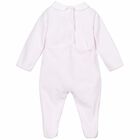 Baby Girls Pink Embellished Velour Babygrow, 1, hi-res