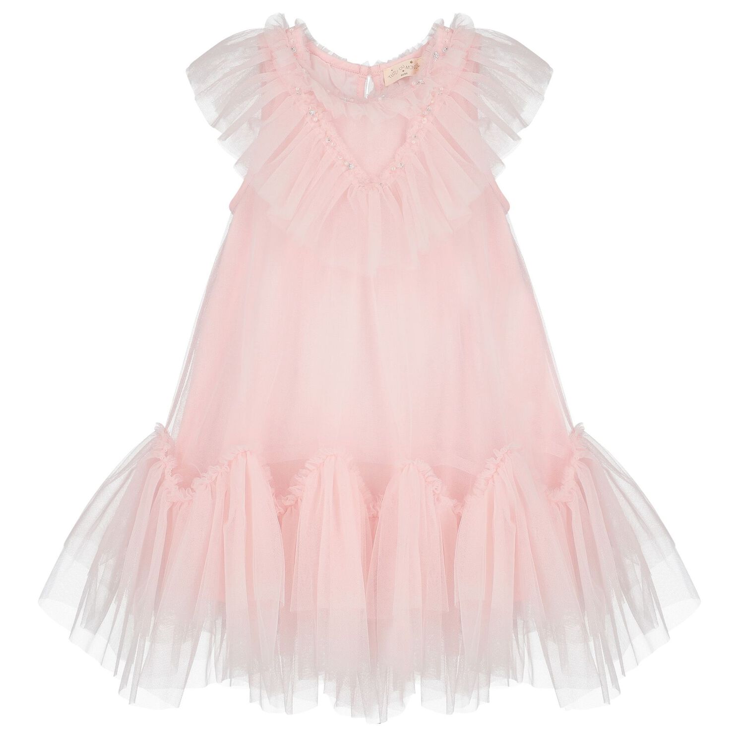 Baby Girls Pink Tulle Dress Set, 1, hi-res