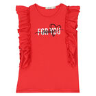 Girls Red & White Heart Skirt Set, 1, hi-res