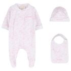 Baby Girls White & Pink Toile de Jouy Babygrow Gift Set, 1, hi-res