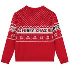 Girls Red Knitted Christmas Sweatshirt, 1, hi-res