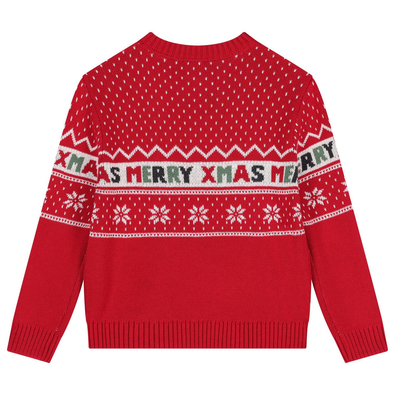 Girls Red Knitted Christmas Sweatshirt, 1, hi-res