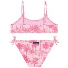 Girls Pink Palm Print Bikini, 1, hi-res