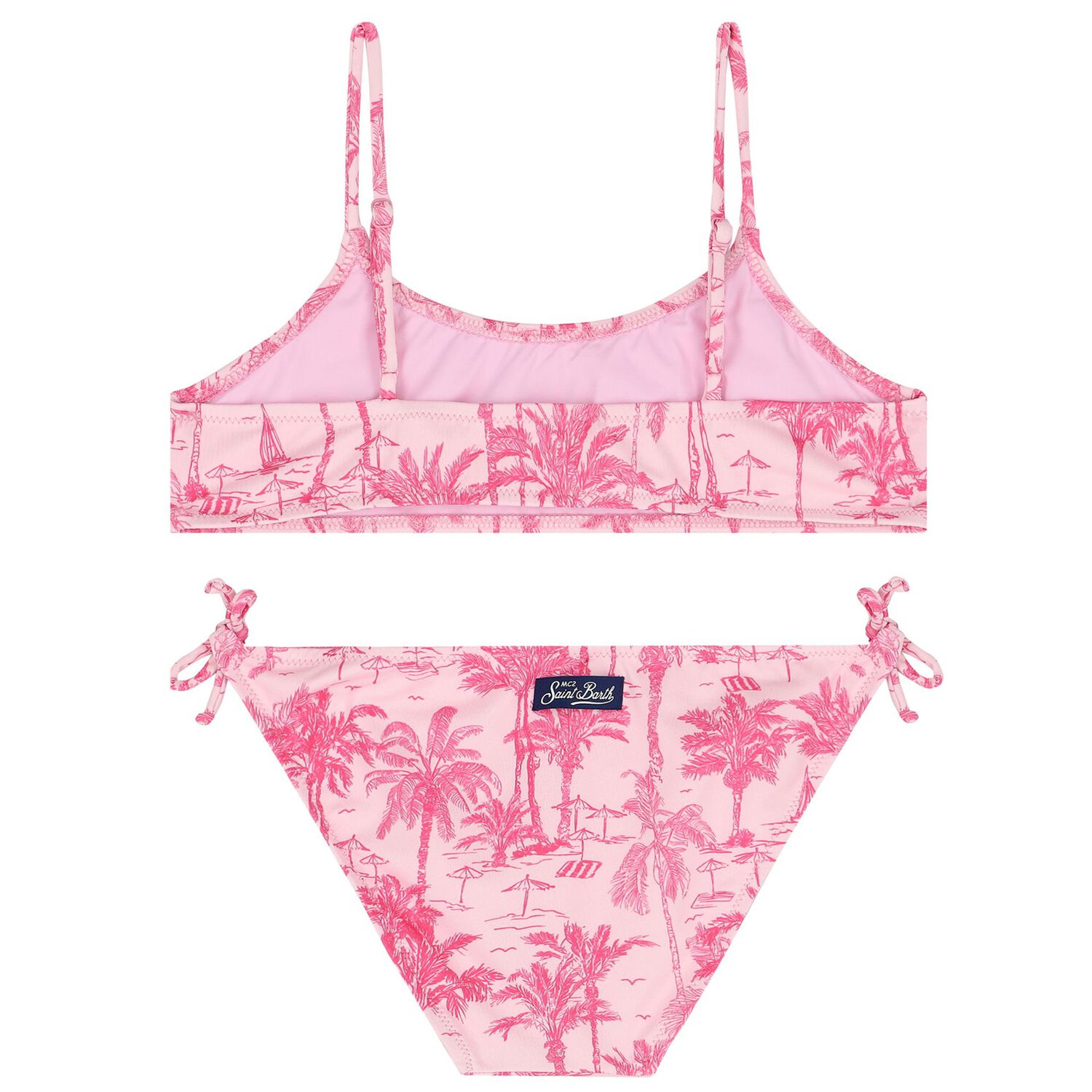 Girls Pink Palm Print Bikini, 1, hi-res image number null