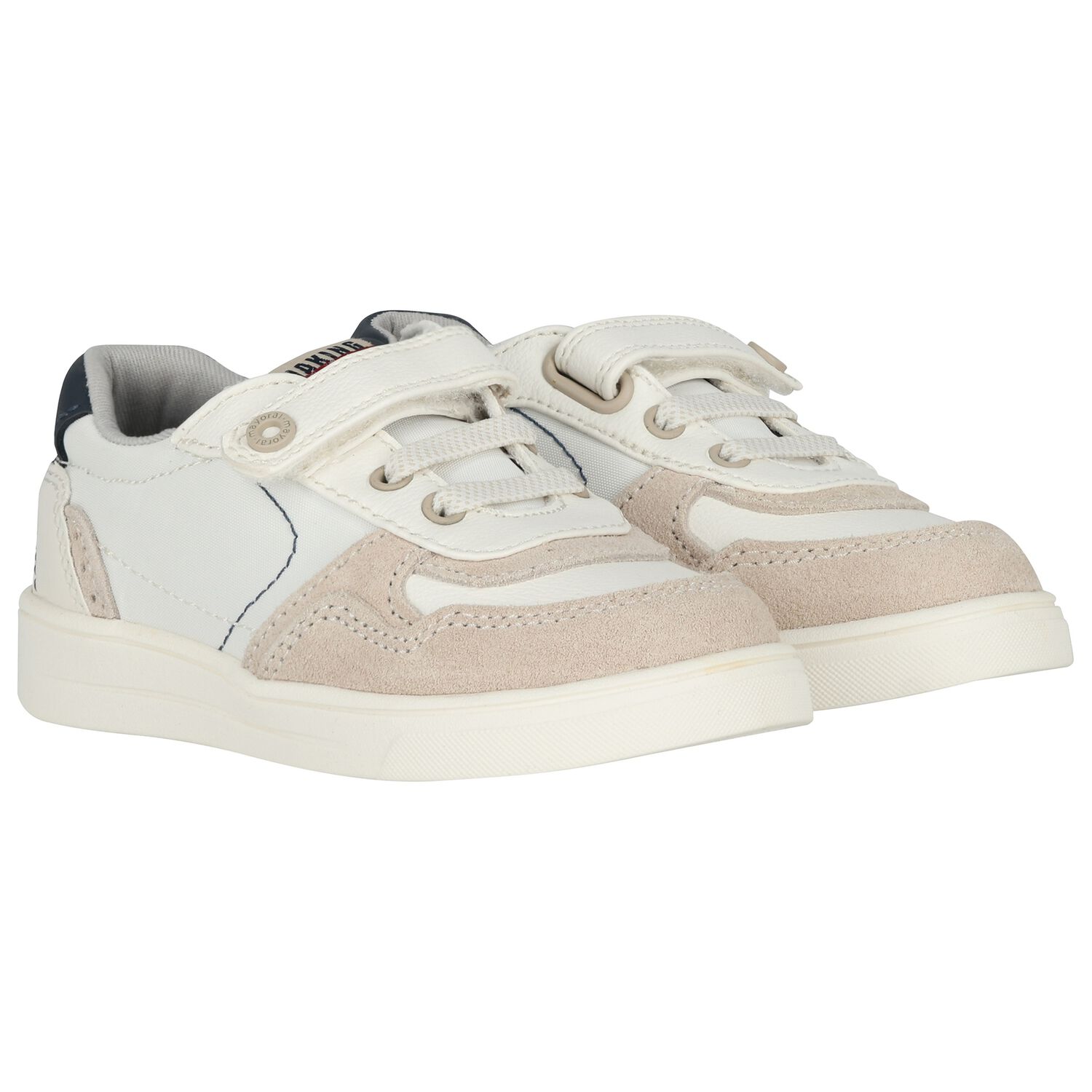 Younger Boys White & Beige Trainers, 1, hi-res