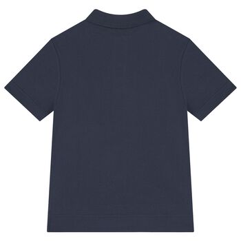 Boys Blue Teddy Bear Polo Shirt 