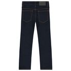 Boys Navy Blue Logo Denim Jeans, 2, hi-res