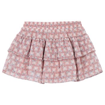 Girls Pink Floral Chiffon Skirt