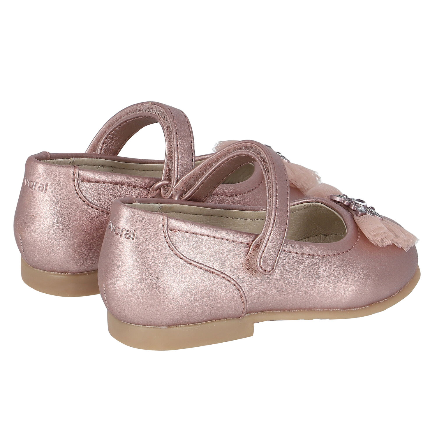 Younger Girls Pink Bow Ballerina Shoes, 4, hi-res image number null