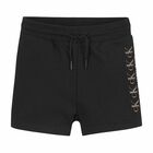 Girls Black Logo Shorts, 2, hi-res