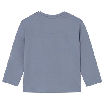Younger Boys Blue Logo Long Sleeve Top