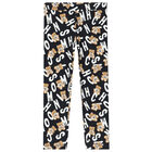 Girls Black Teddy Bear Logo Leggings, 1, hi-res