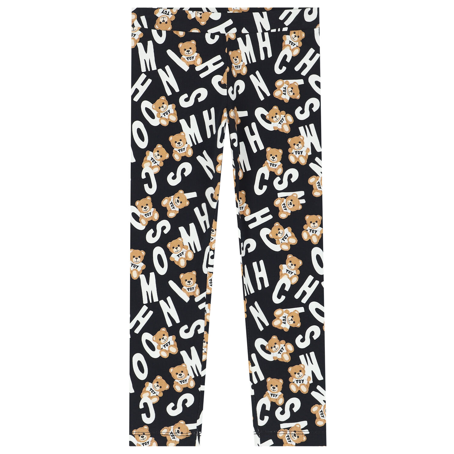 Girls Black Teddy Bear Logo Leggings, 1, hi-res image number null