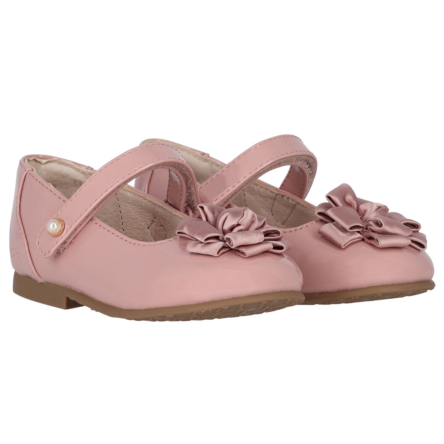 Girls Pink Patent Leather Ballerina Shoes, 2, hi-res