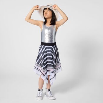 Girls Silver Logo Swimsuit