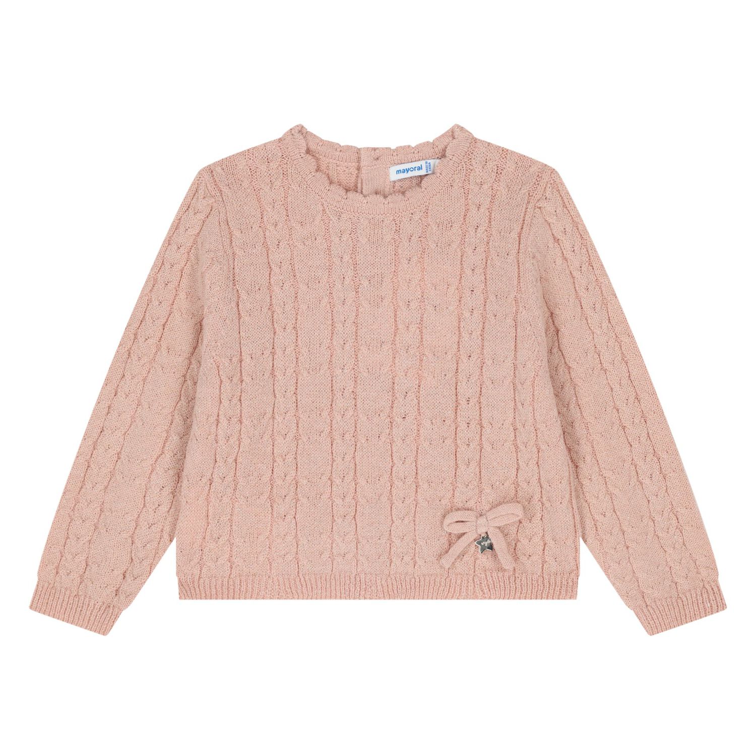 Younger Girls Pink & Beige Cable Knit Skirt Set, 1, hi-res