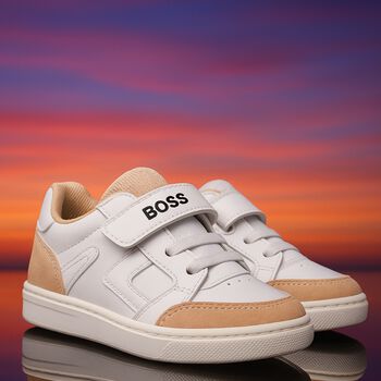 Boys White Logo Trainers