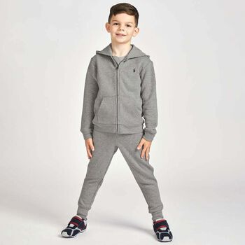 Boys Grey Logo Zip Up Top
