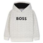 Boys Ivory Logo Hooded Top, 1, hi-res