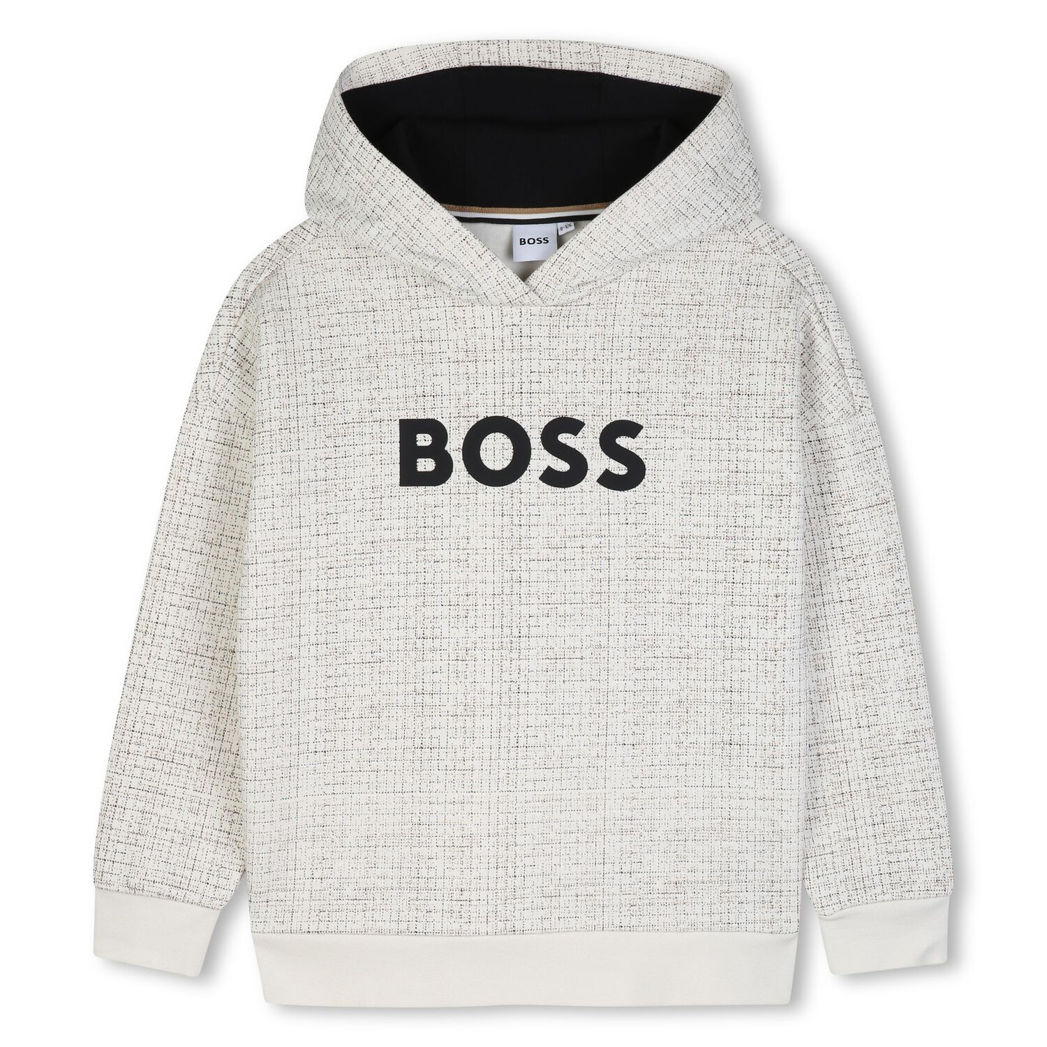 Boys Ivory Logo Hooded Top, 1, hi-res