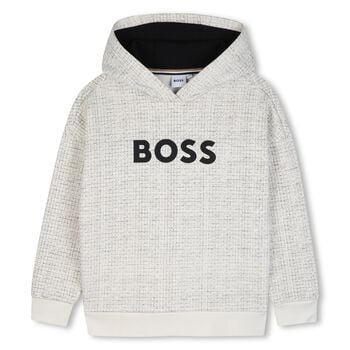 Boys Ivory Logo Hooded Top
