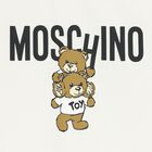 Younger Girls Ivory Teddy Bear Logo Dress, 1, hi-res