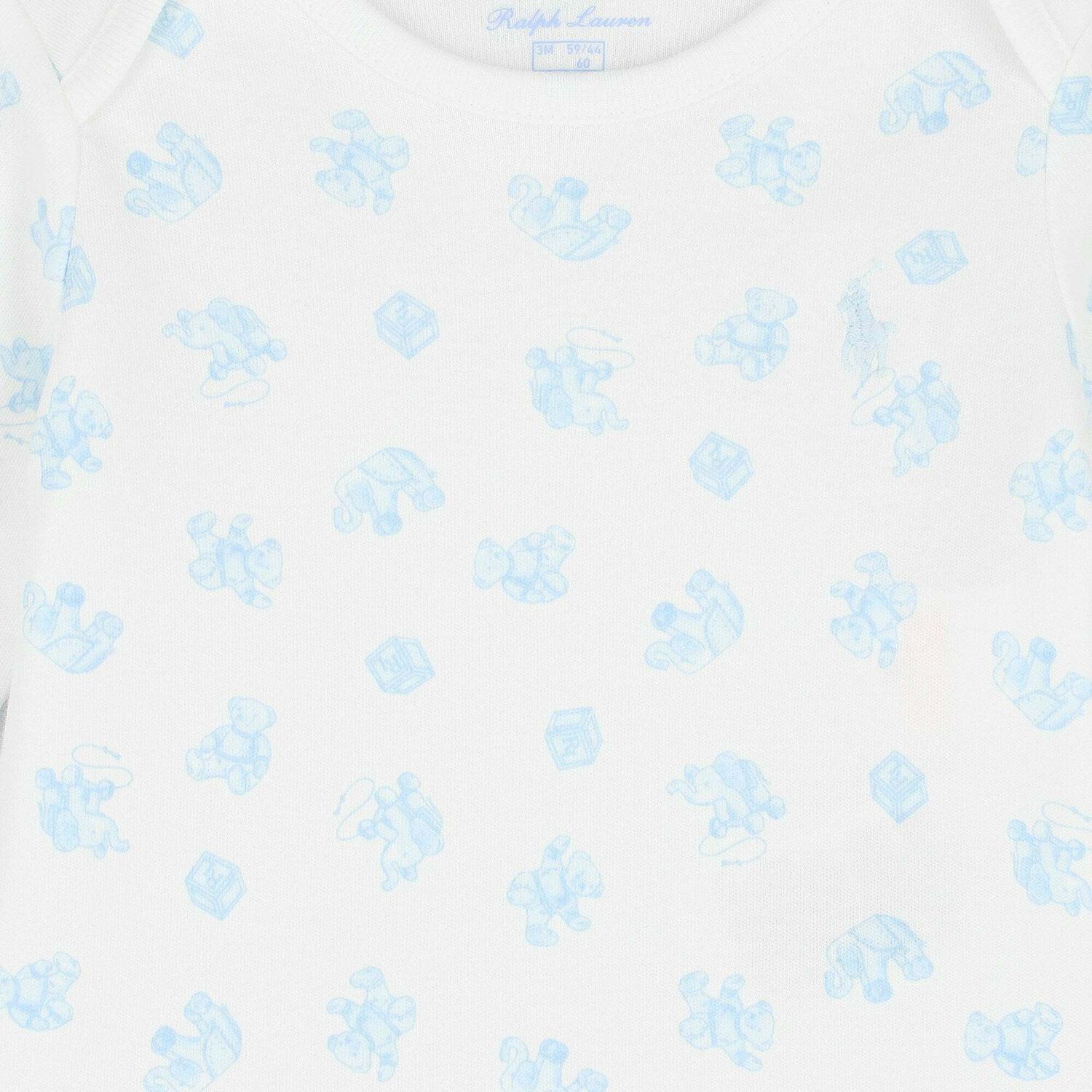 Baby Boys White & Blue Bodysuit, 3, hi-res