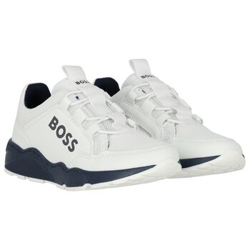 Boys White Logo Trainers